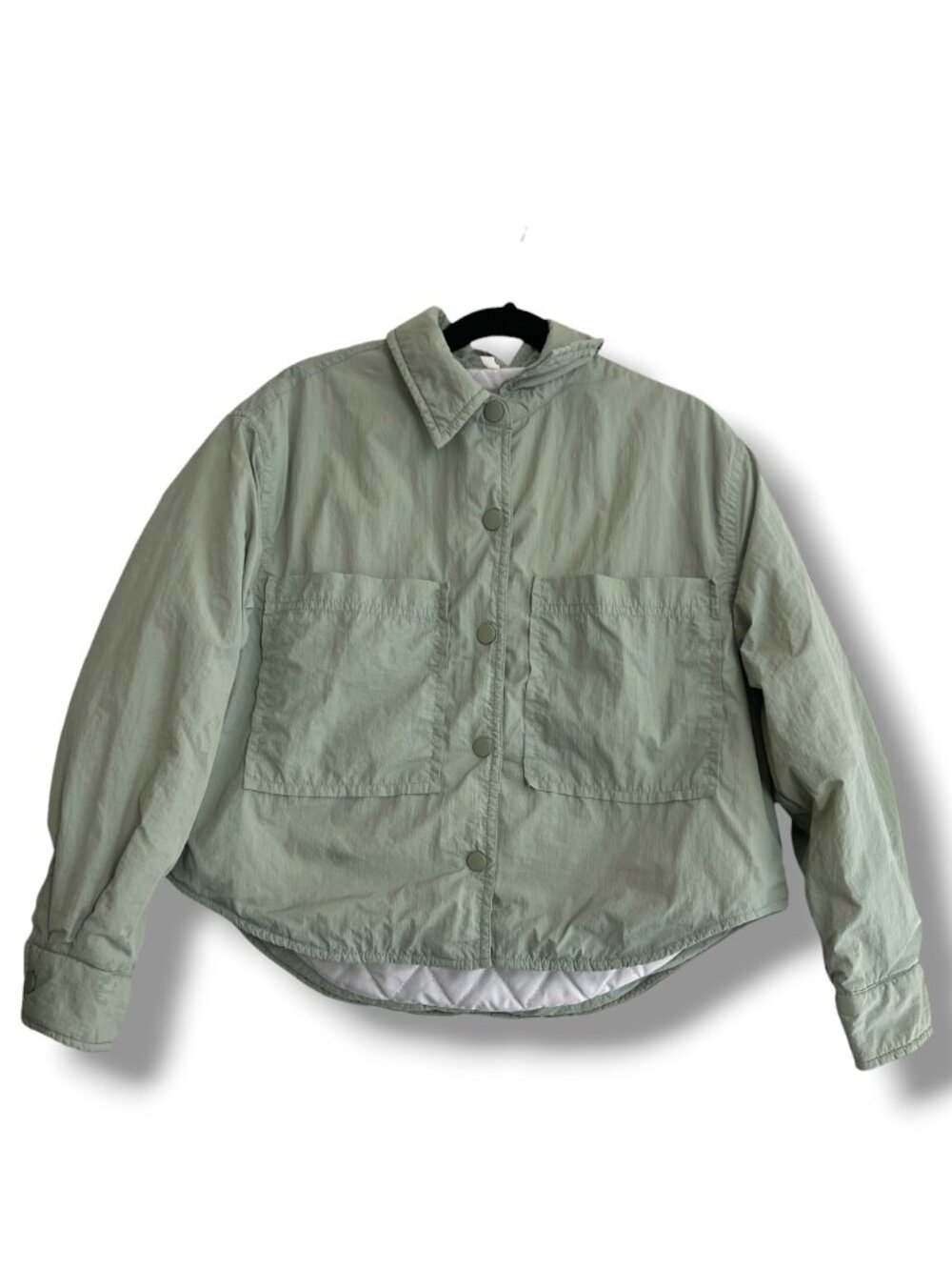 Zara Girls Lightweight Green Quilted Lined Cropped Snap Closure Jacket 9-10Y